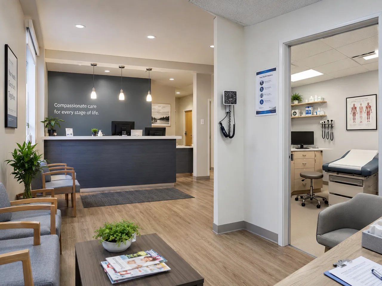 The clinic reception and waiting area
